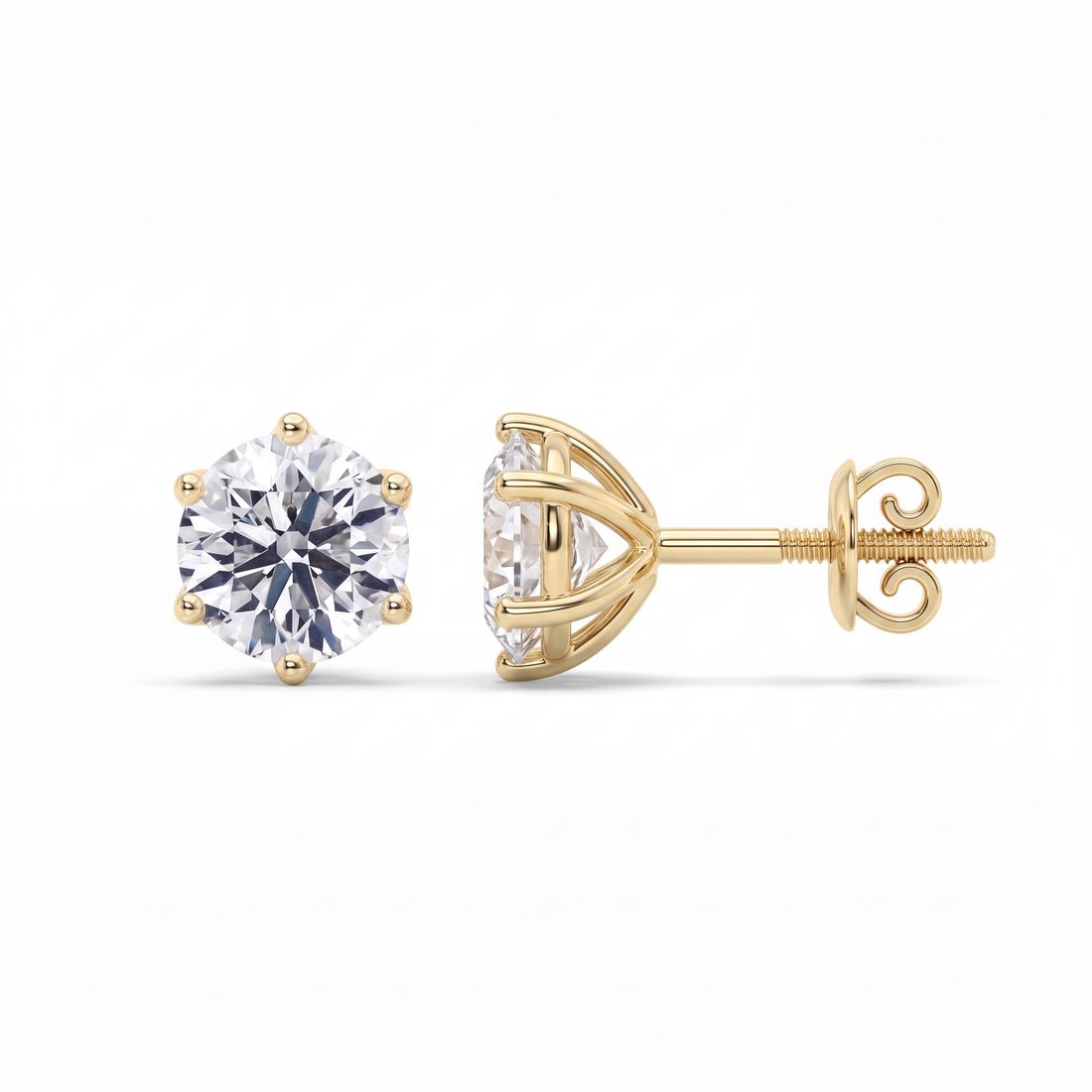 Johanna Round Diamond Six-Prong Solitaire Stud Earrings, lab-grown diamonds – image 2
