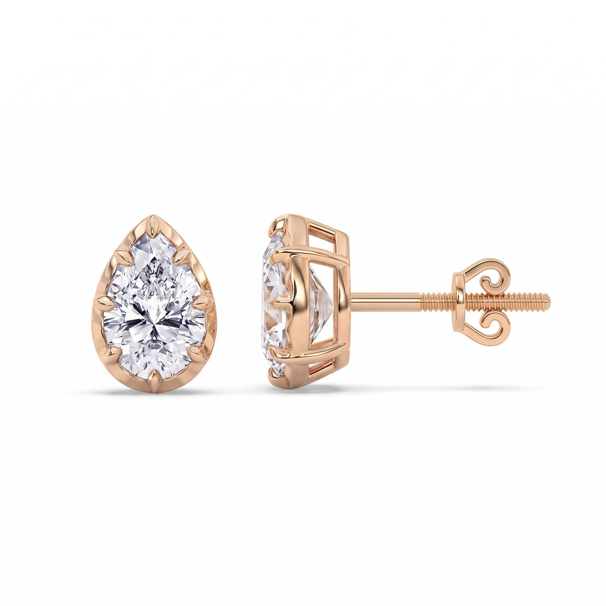 Ottilie Vintage-Ohrstecker mit Diamant im Tropfenschliff