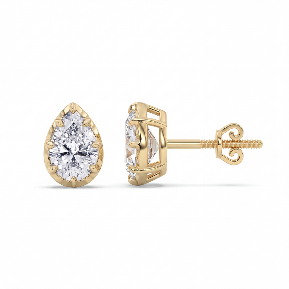 Ottilie Vintage-Ohrstecker mit Diamant im Tropfenschliff
