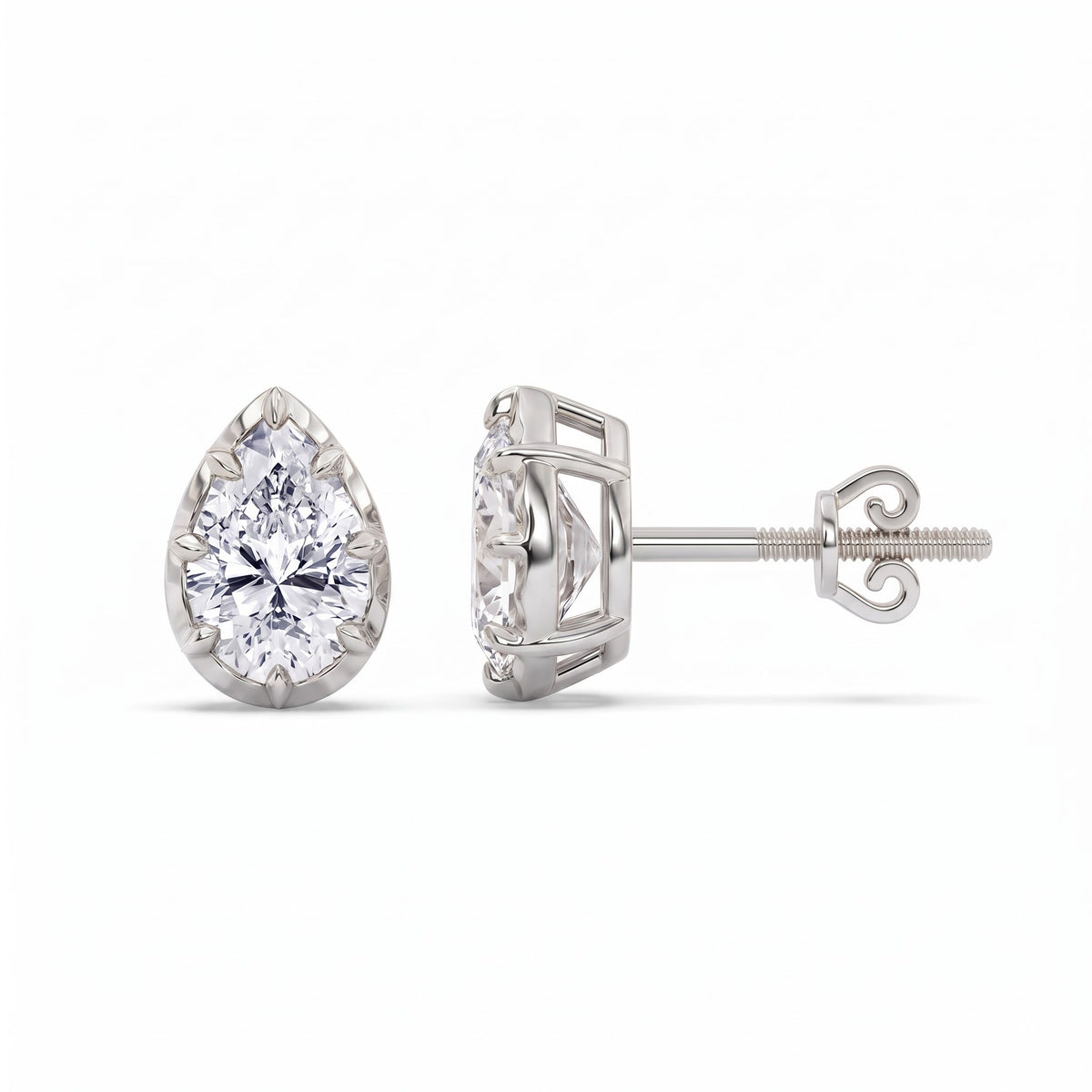 Ottilie Vintage-Ohrstecker mit Diamant im Tropfenschliff