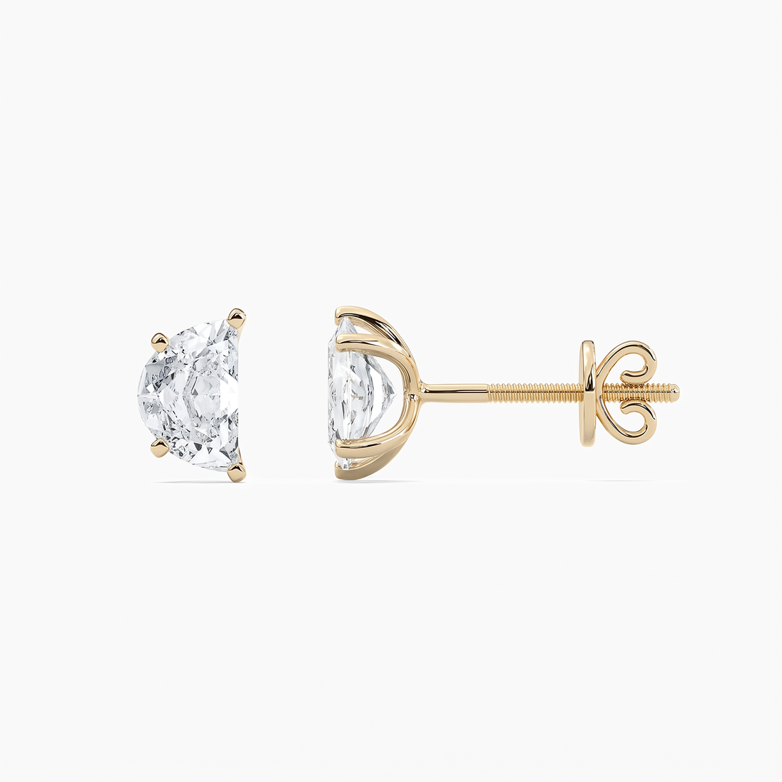 Selene Half Moon Diamond Stud Earrings, lab-grown diamonds – image 2