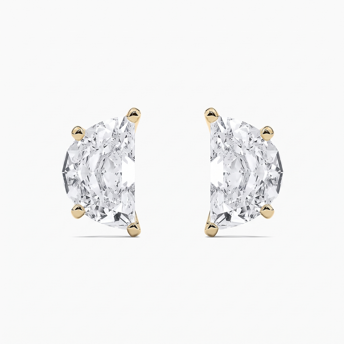 Selene Half Moon Diamond Stud Earrings, lab-grown diamonds – image 1