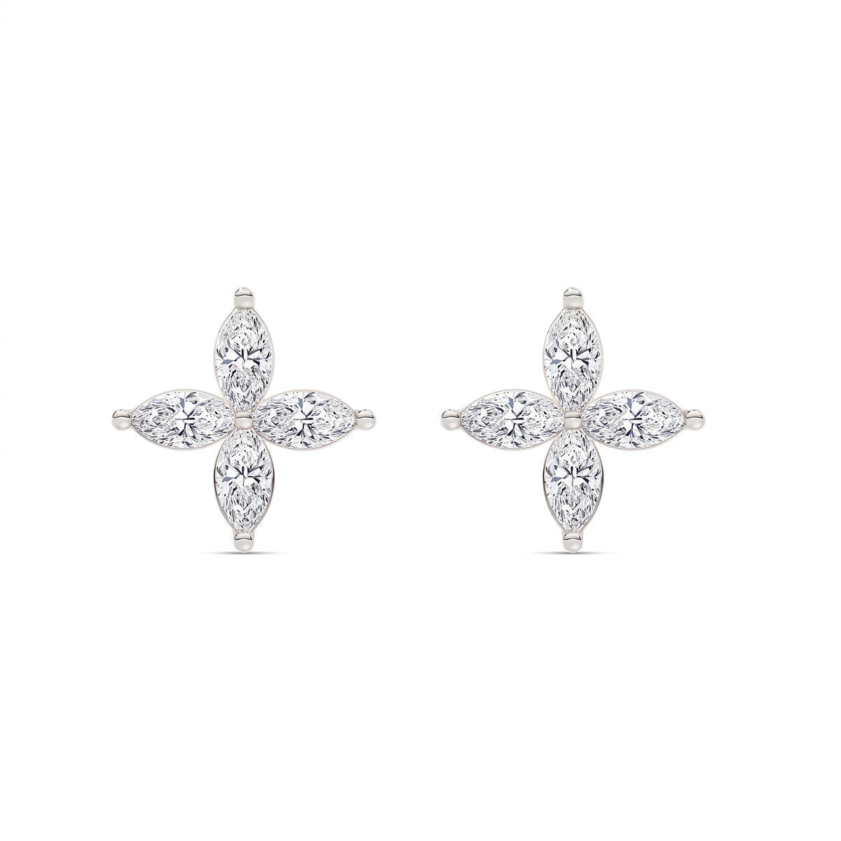 Marguerite Blüten-Ohrstecker mit Marquise-Diamanten