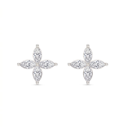 Marguerite Blüten-Ohrstecker mit Marquise-Diamanten