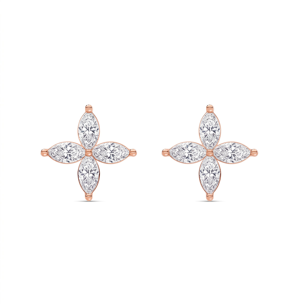 Marguerite Blüten-Ohrstecker mit Marquise-Diamanten