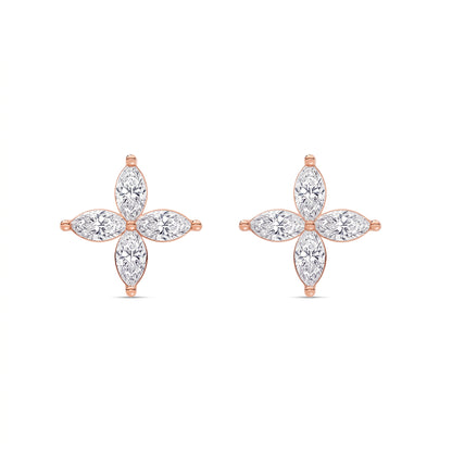 Marguerite Blüten-Ohrstecker mit Marquise-Diamanten