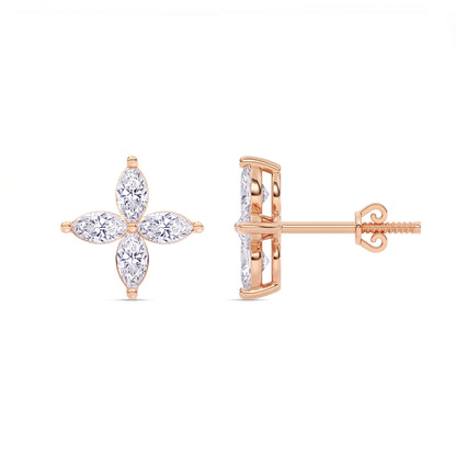 Marguerite Blüten-Ohrstecker mit Marquise-Diamanten