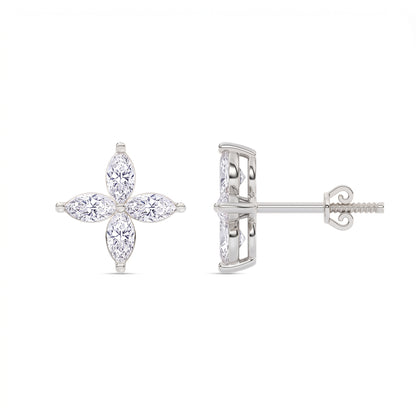 Marguerite Blüten-Ohrstecker mit Marquise-Diamanten