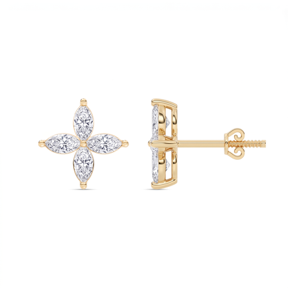 Marguerite Blüten-Ohrstecker mit Marquise-Diamanten