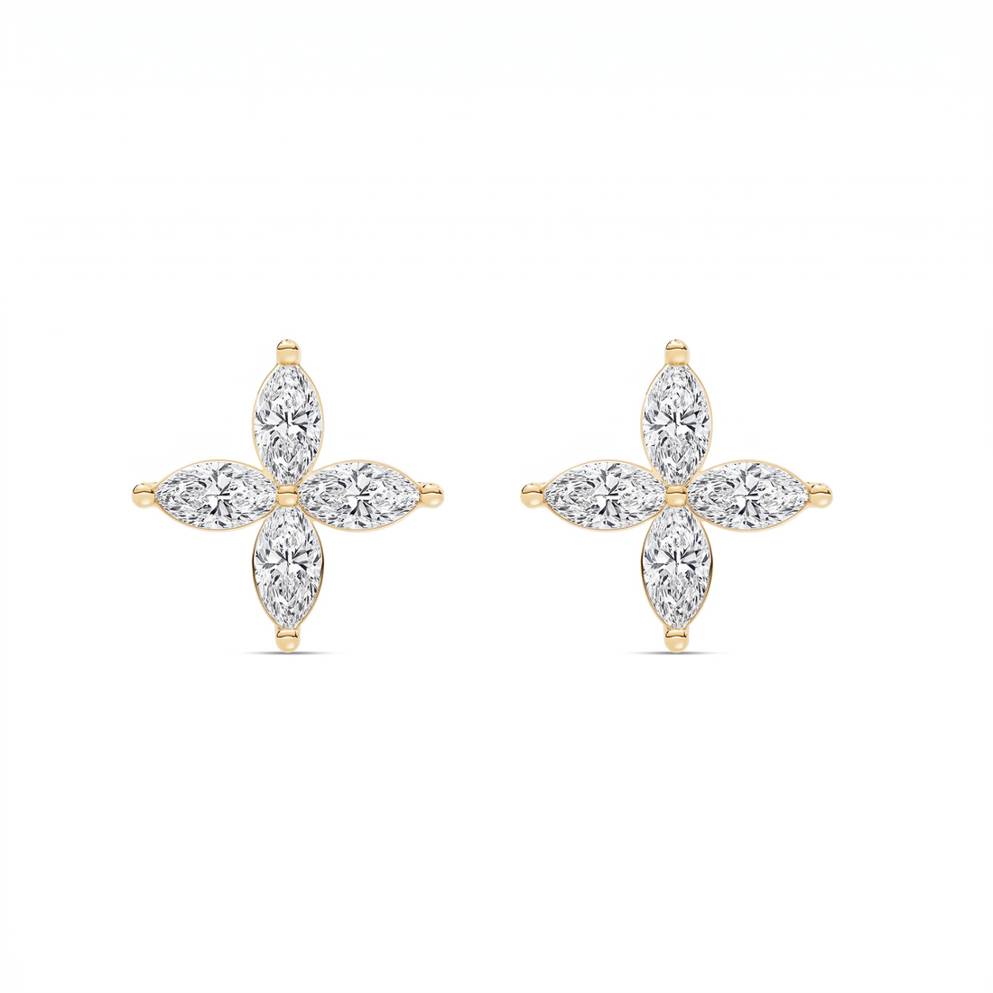 Marguerite Marquise Diamond Flower Stud Earrings, lab-grown diamonds – image 1