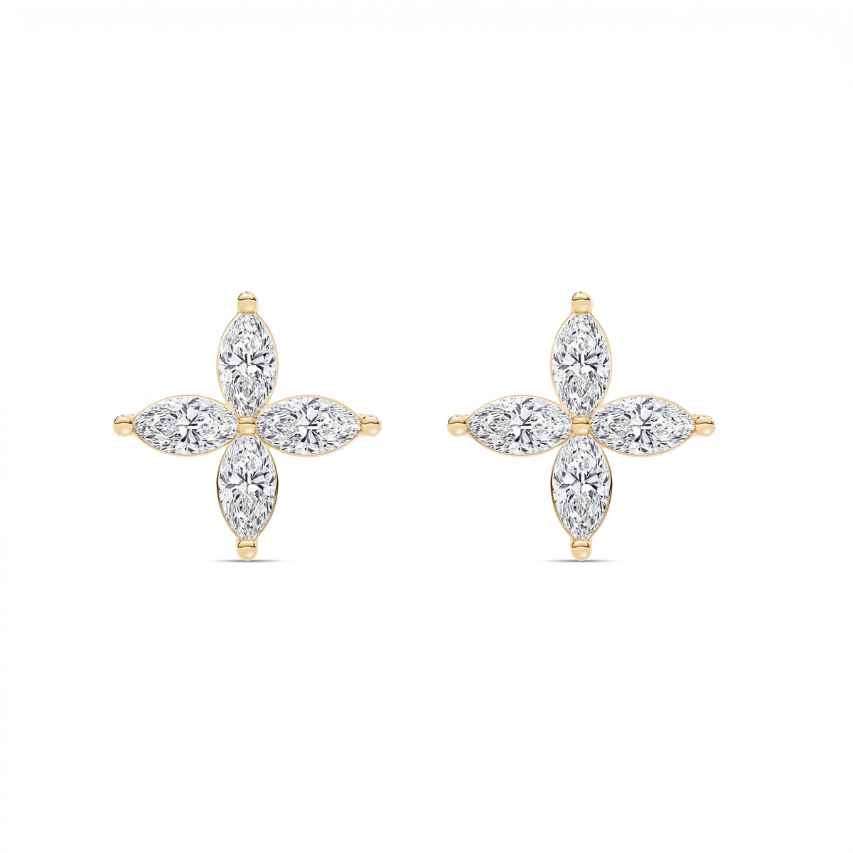 Marguerite Blüten-Ohrstecker mit Marquise-Diamanten
