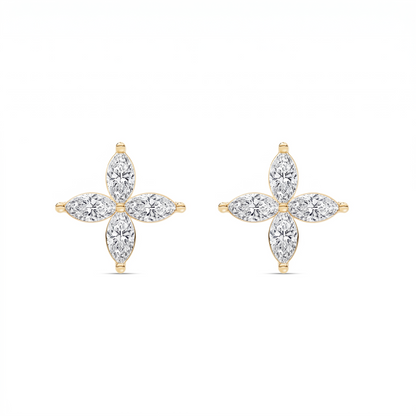 Marguerite Blüten-Ohrstecker mit Marquise-Diamanten