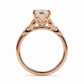 Marquise lab-grown diamond vintage leaf engagement ring with milgrain diamond accents in 14K (585) rose gold, profile view showing the gallery 