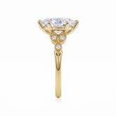 Marquise lab-grown diamond vintage leaf engagement ring with milgrain diamond accents in 14K (585) yellow gold, side view 