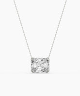 Celeste east-west radiant cut lab-grown diamond solitaire pendant necklace in 14K (585) white gold, front view 