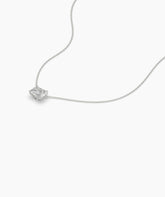 Celeste east-west radiant cut lab-grown diamond solitaire pendant necklace in 14K (585) white gold, side view 