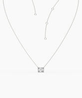 Celeste east-west radiant cut lab-grown diamond solitaire pendant necklace in 14K (585) white gold, adjustable chain detail 