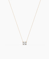Celeste east-west radiant cut lab-grown diamond solitaire pendant necklace in 14K (585) rose gold, full necklace view 