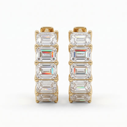 Athena East-West Huggie-Creolen mit Diamanten im Smaragdschliff │ Ø 10 mm