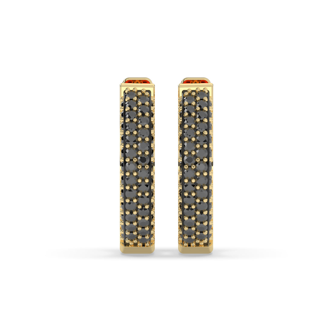 Lina Round Black Diamonds Hoop Earring