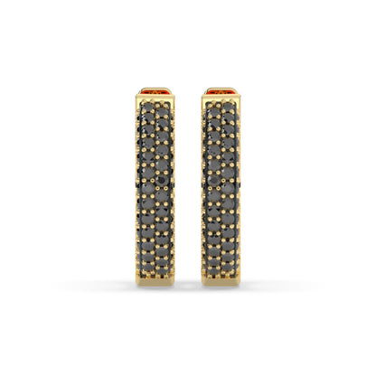 Lina Round Black Diamonds Hoop Earring