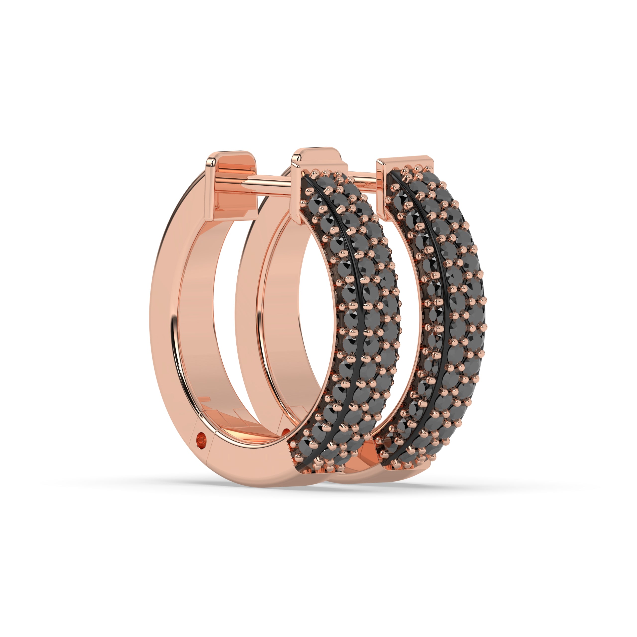 Lina Creolen mit runden schwarzen Diamanten│ Ø 18mm