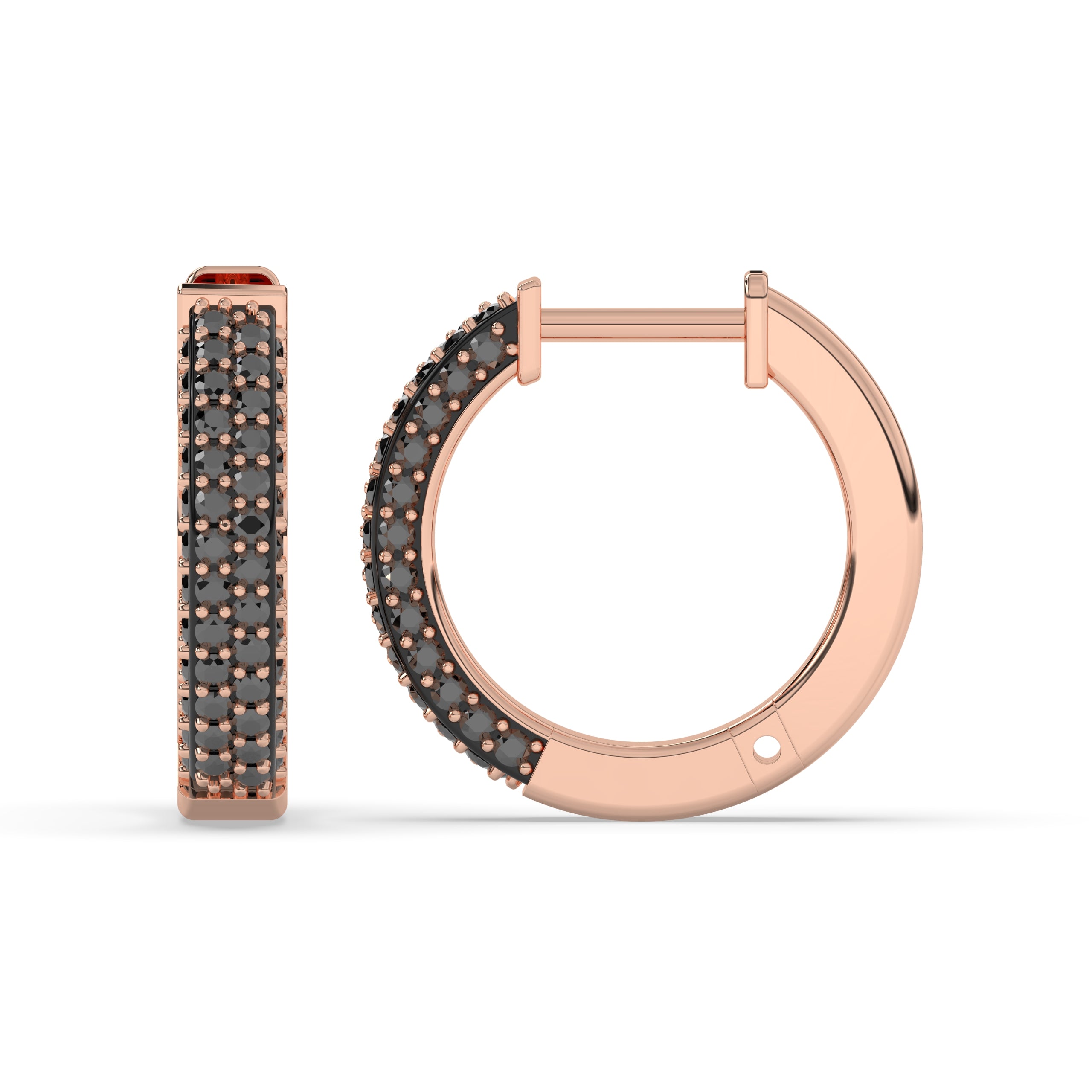 Lina Creolen mit runden schwarzen Diamanten│ Ø 18mm
