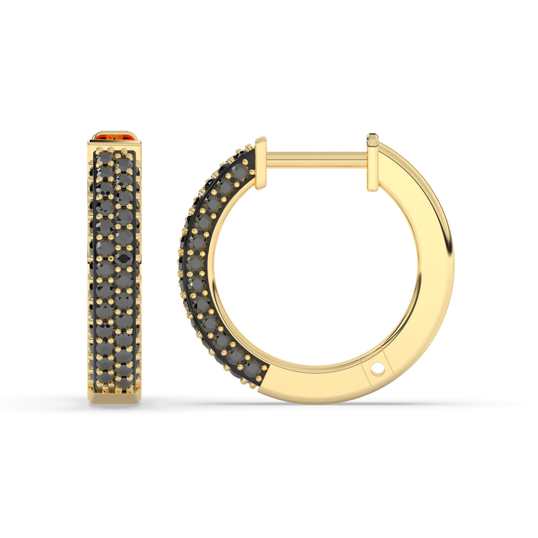 Lina Round Black Diamonds Hoop Earring