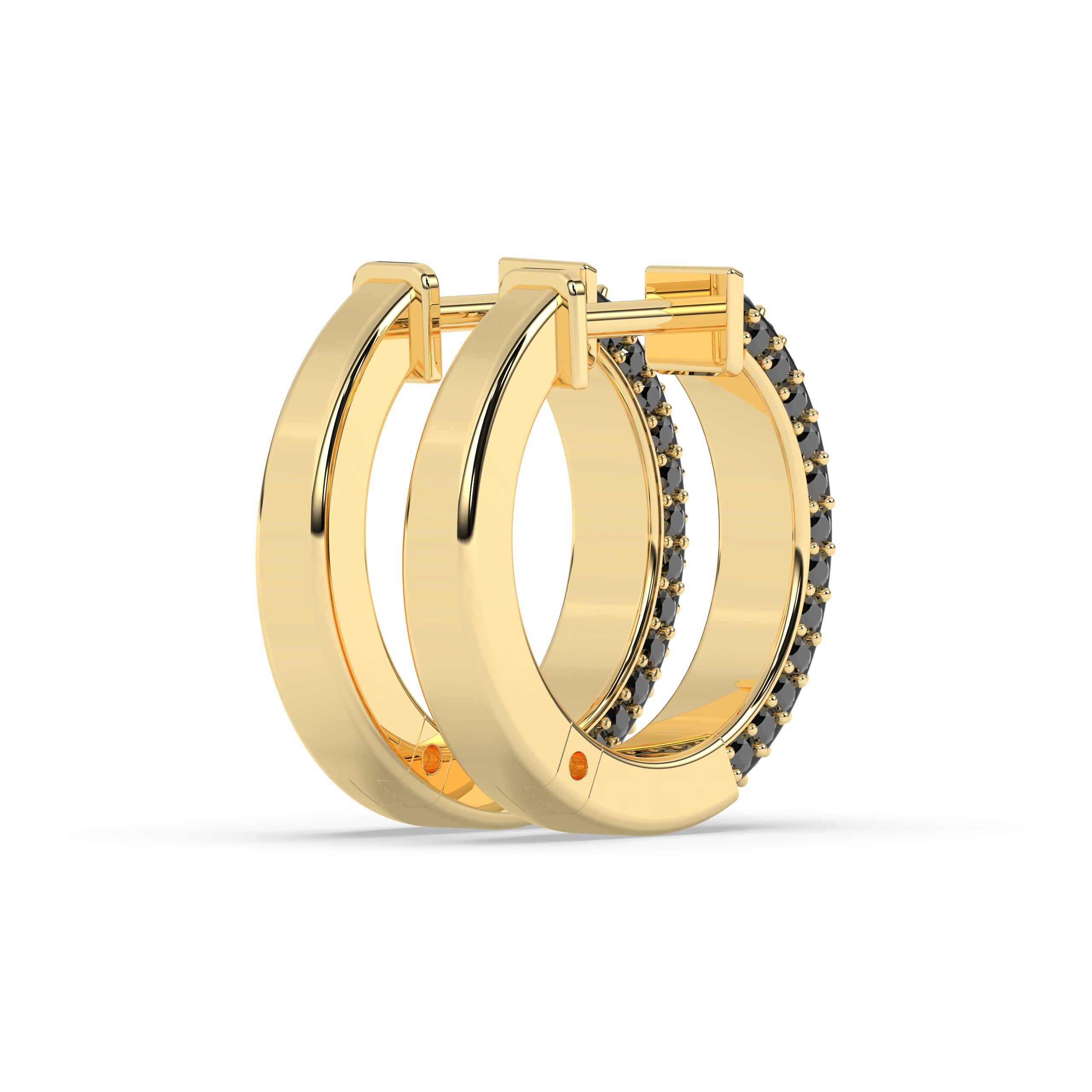 Lina Creolen mit runden schwarzen Diamanten│ Ø 18mm