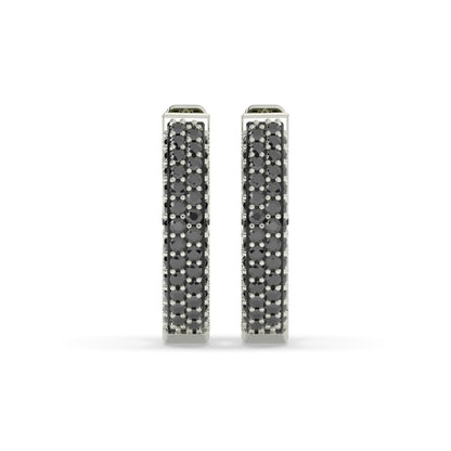 Lina Round Black Diamonds Hoop Earring