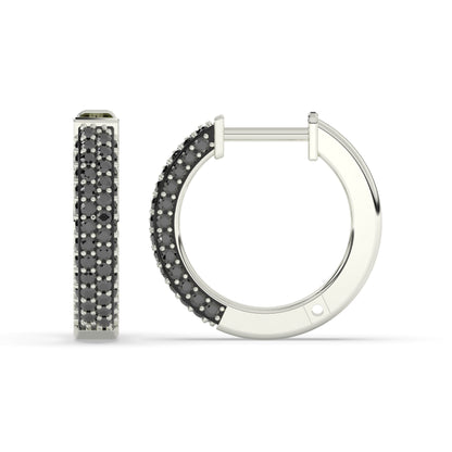 Lina Round Black Diamonds Hoop Earring