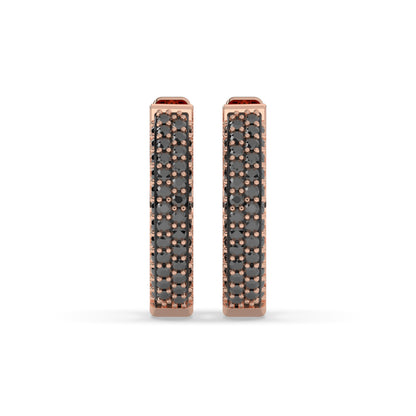 Lina Round Black Diamonds Hoop Earring