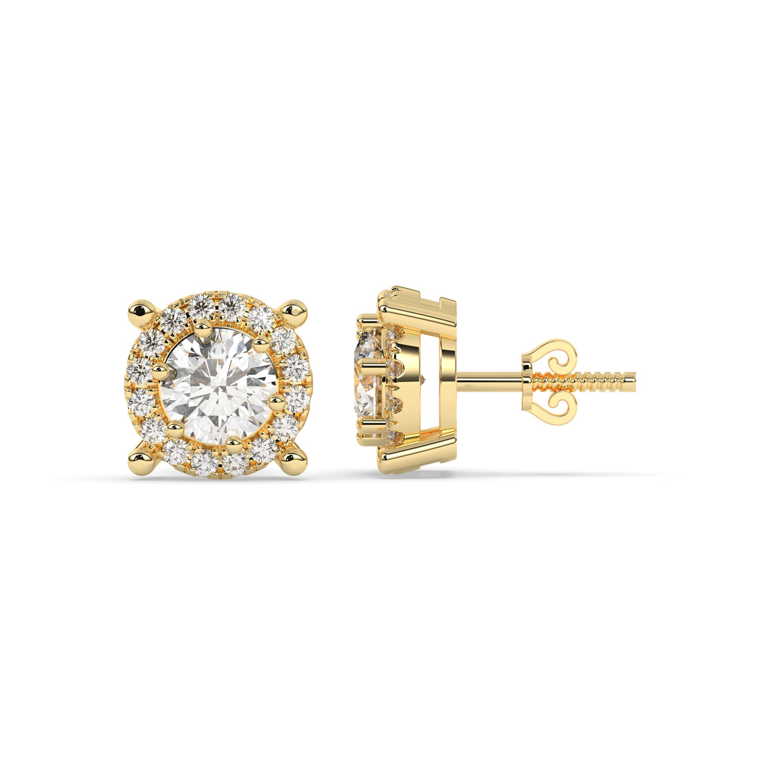 Elina Round Halo Stud Earring