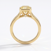 Fancy Vivid Yellow radiant lab-grown diamond bezel ring in 14K (585) yellow gold, front view 