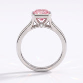 Fancy Vivid Pink radiant lab-grown diamond bezel ring in 14K (585) white gold, front view 