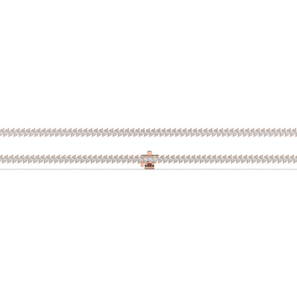 Aline Tennisarmband mit Labordiamanten im Marquiseschliff (schräg gesetzt) aus 585 Roségold, flach liegend, volle Länge 