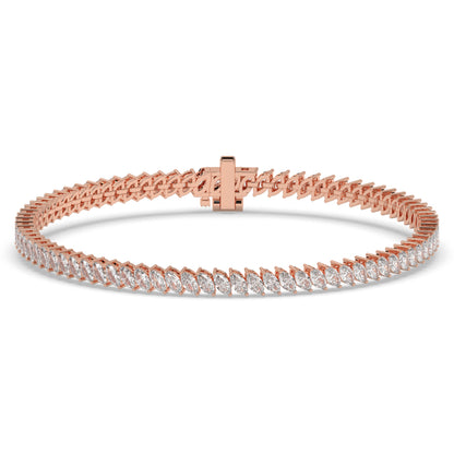 Aline Tennisarmband mit Labordiamanten im Marquiseschliff (schräg gesetzt) aus 585 Roségold, Vorderansicht 