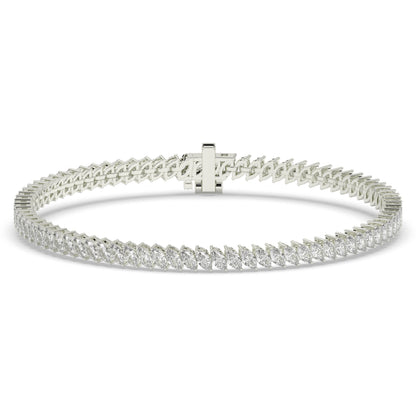 Aline Tennisarmband mit Labordiamanten im Marquiseschliff (schräg gesetzt) aus 585 Weißgold, Vorderansicht 