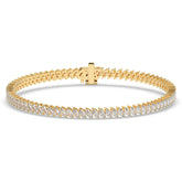 Aline Tennisarmband mit Labordiamanten im Marquiseschliff (schräg gesetzt) aus 585 Gelbgold, Vorderansicht 