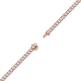 Alma Tennisarmband mit Labordiamanten im Brillantschliff aus 585 Roségold, volle Länge, Diagonalansicht 