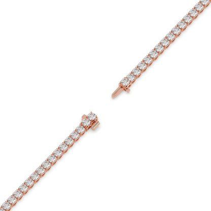 Alma Tennisarmband mit Labordiamanten im Brillantschliff aus 585 Roségold, volle Länge, Diagonalansicht 
