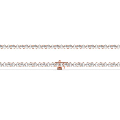 Alma Tennisarmband mit Labordiamanten im Brillantschliff aus 585 Roségold, flach liegend, volle Länge 