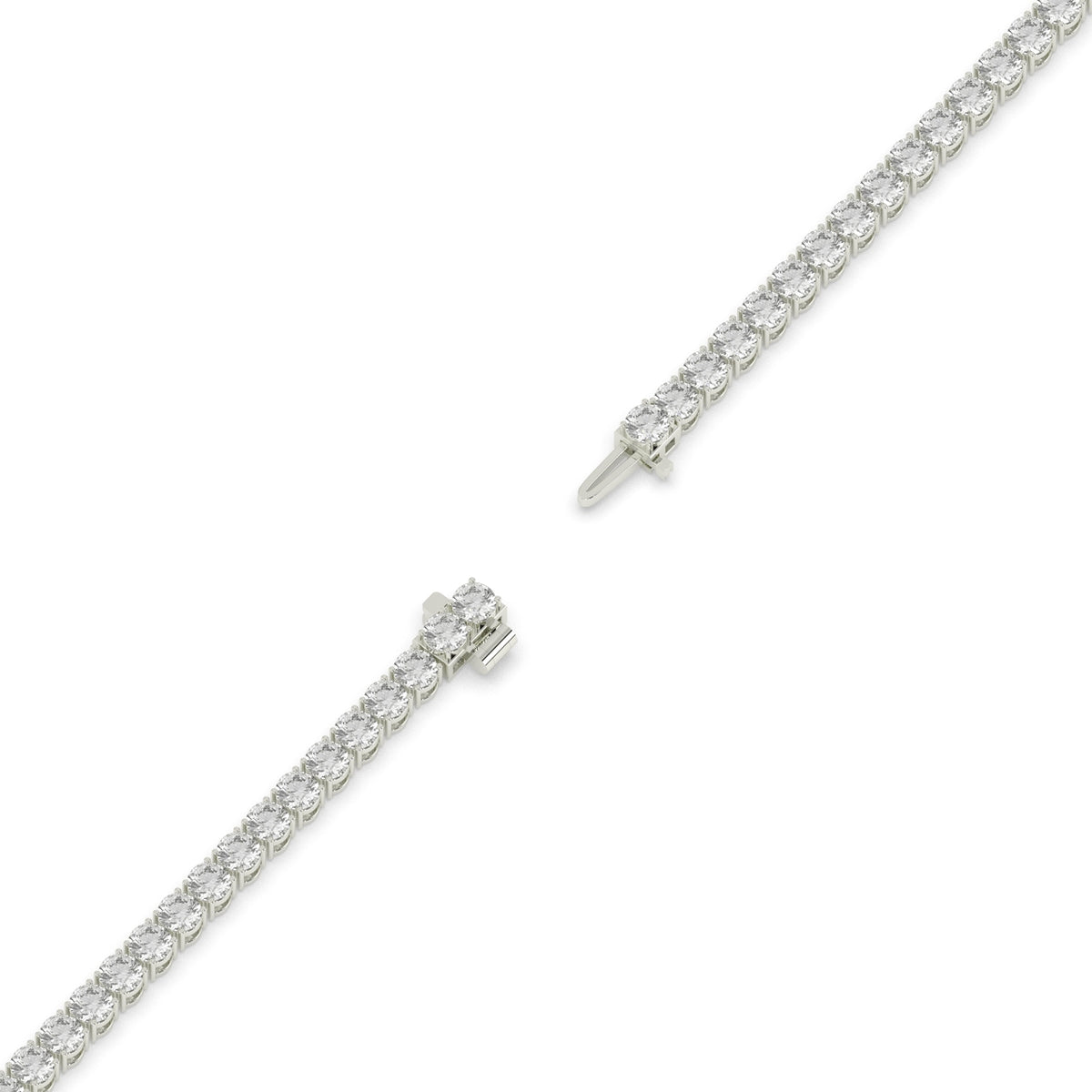 Alma Tennisarmband mit Labordiamanten im Brillantschliff aus 585 Weißgold, volle Länge, Diagonalansicht 