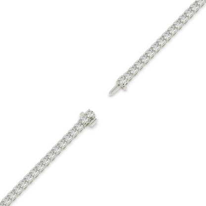 Alma Tennisarmband mit Labordiamanten im Brillantschliff aus 585 Weißgold, volle Länge, Diagonalansicht 