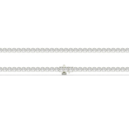 Alma Tennisarmband mit Labordiamanten im Brillantschliff aus 585 Weißgold, flach liegend, volle Länge 