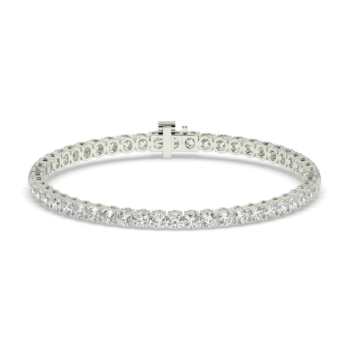 Alma Tennisarmband mit Labordiamanten im Brillantschliff aus 585 Weißgold, Vorderansicht 
