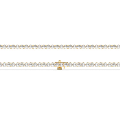 Alma Tennisarmband mit Labordiamanten im Brillantschliff aus 585 Gelbgold, flach liegend, volle Länge 