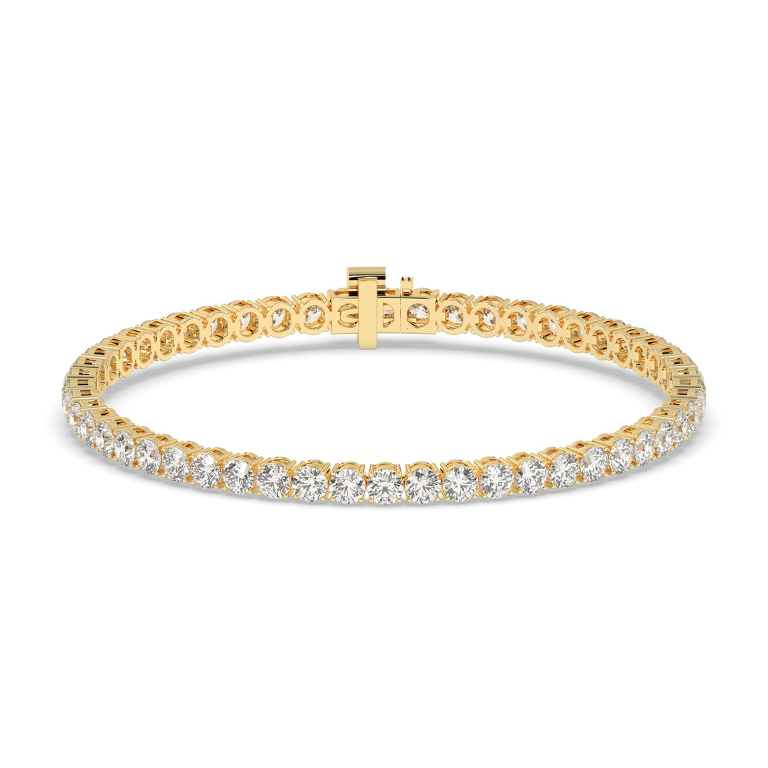 Alma Tennisarmband mit Labordiamanten im Brillantschliff aus 585 Gelbgold, Vorderansicht 