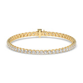 Alma Tennisarmband mit Labordiamanten im Brillantschliff aus 585 Gelbgold, Vorderansicht 
