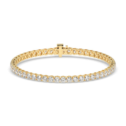 Alma Tennisarmband mit Labordiamanten im Brillantschliff aus 585 Gelbgold, Vorderansicht 